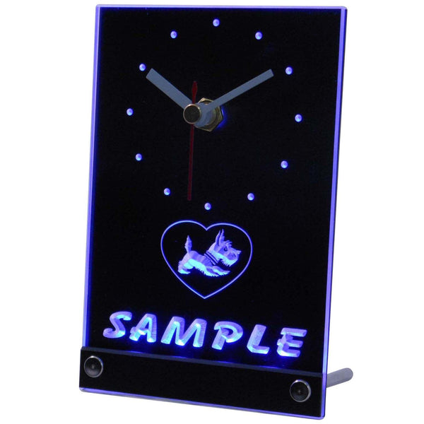 ADVPRO Personalized Old Fashioned Scottie Dog Home Pet Neon Led Table Clock tncvj-tm - Blue