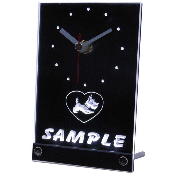 ADVPRO Personalized Old Fashioned Scottie Dog Home Pet Neon Led Table Clock tncvj-tm - White