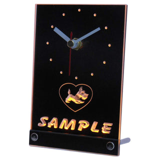 ADVPRO Personalized Old Fashioned Scottie Dog Home Pet Neon Led Table Clock tncvj-tm - Yellow