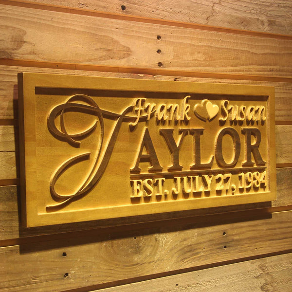 ADVPRO Personalized Last Name Rustic Home D‚cor Wood Engraving Custom Wedding Gift Couples Established Wooden Signs wpa0003-tm - 23