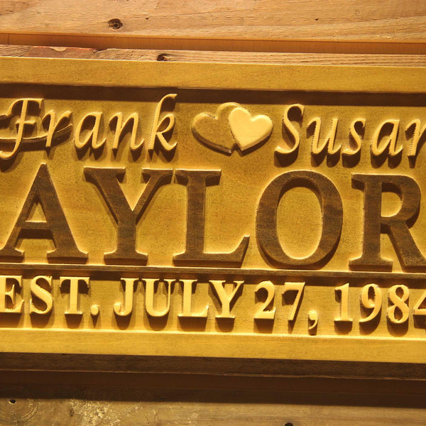 ADVPRO Personalized Last Name Rustic Home D‚cor Wood Engraving Custom Wedding Gift Couples Established Wooden Signs wpa0003-tm - Details 2