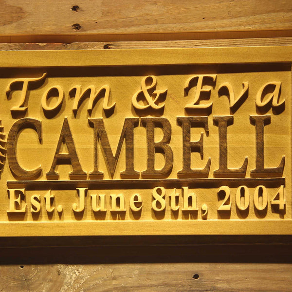 ADVPRO Name Personalized Last Name First Name Established Date Home D‚cor Wedding Gift Wooden Sign wpa0019-tm - Details 3