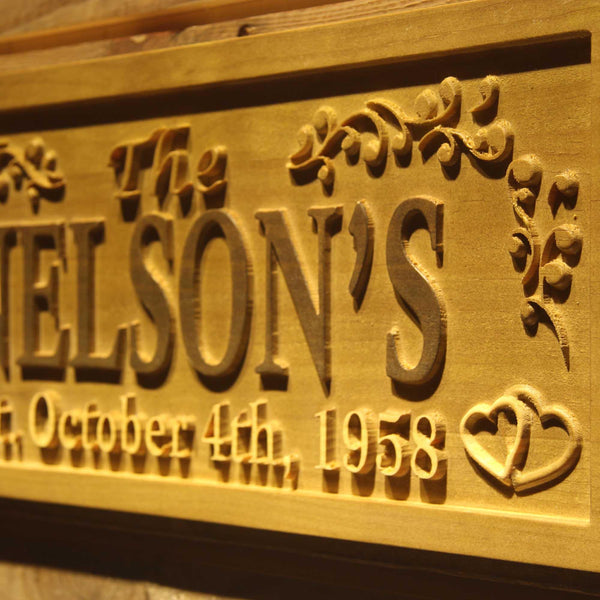ADVPRO Name Personalized Last Name First Name Established Date Home D‚cor Wedding Gift Wooden Sign wpa0024-tm - Details 1
