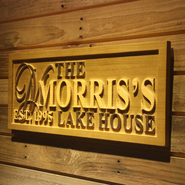 ADVPRO Name Personalized Lake House Last Name Home D‚cor Wedding Gift Wooden Sign wpa0031-tm - 26.75