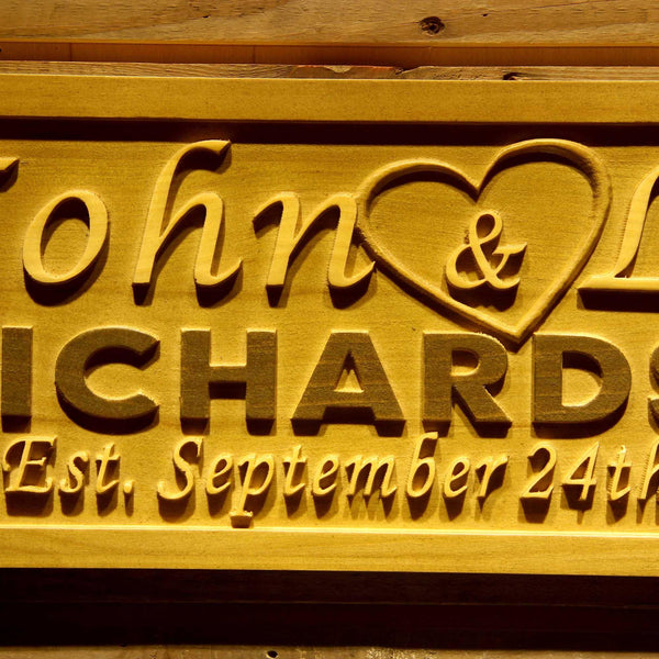 ADVPRO Name Personalized Last Name First Name Established Date Home D‚cor Wedding Gift Wooden Sign wpa0033-tm - Details 3