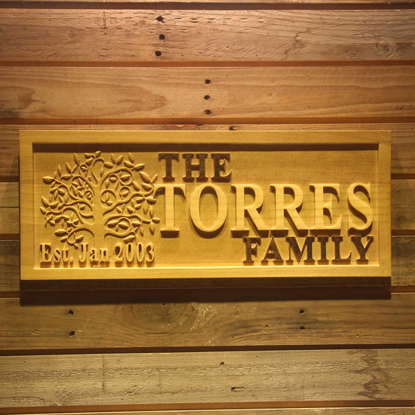 ADVPRO Personalized Last Name Home D‚cor Sign with Big Tree 5 Year Wood Engraved Wooden 3D Signs wpa0052-tm - 18.25