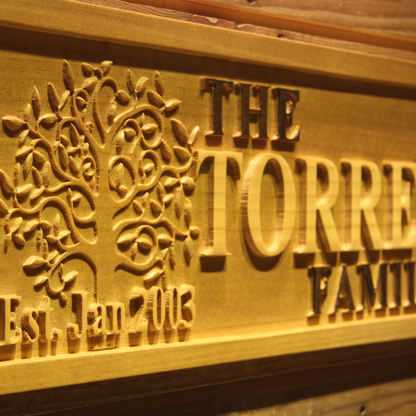 ADVPRO Personalized Last Name Home D‚cor Sign with Big Tree 5 Year Wood Engraved Wooden 3D Signs wpa0052-tm - Details 1