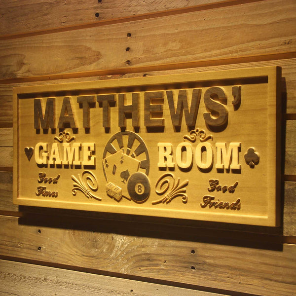 ADVPRO Name Personalized Game Room Poker Casino Bar Wood Engraved Wooden Sign wpa0060-tm - 26.75
