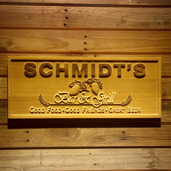 ADVPRO Name Personalized Bar & Grill Beer D‚cor Home Bar 3D Engraved Wooden Sign wpa0065-tm - 18.25