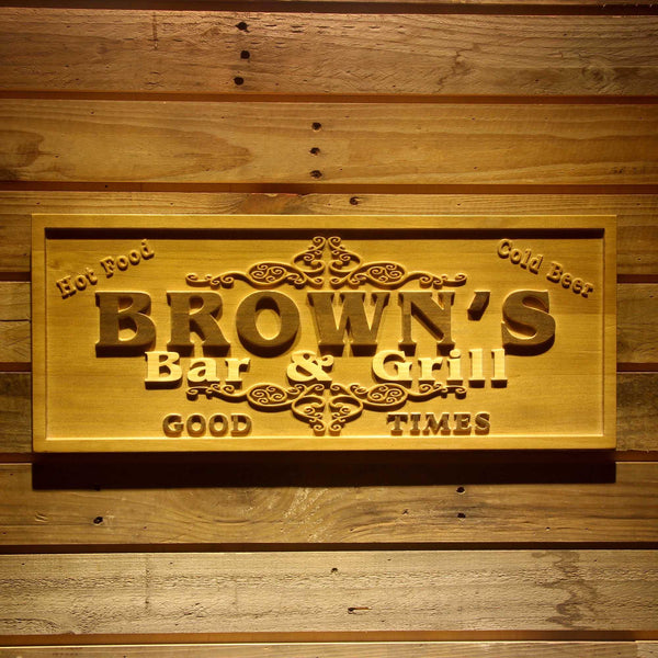 ADVPRO Name Personalized Bar & Grill Good Times Beer Wine Home Bar D‚cor 3D Engraved Wooden Sign wpa0071-tm - 18.25