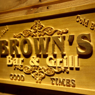 ADVPRO Name Personalized Bar & Grill Good Times Beer Wine Home Bar D‚cor 3D Engraved Wooden Sign wpa0071-tm - Details 1