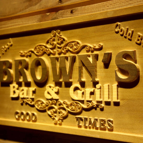 ADVPRO Name Personalized Bar & Grill Good Times Beer Wine Home Bar D‚cor 3D Engraved Wooden Sign wpa0071-tm - Details 1