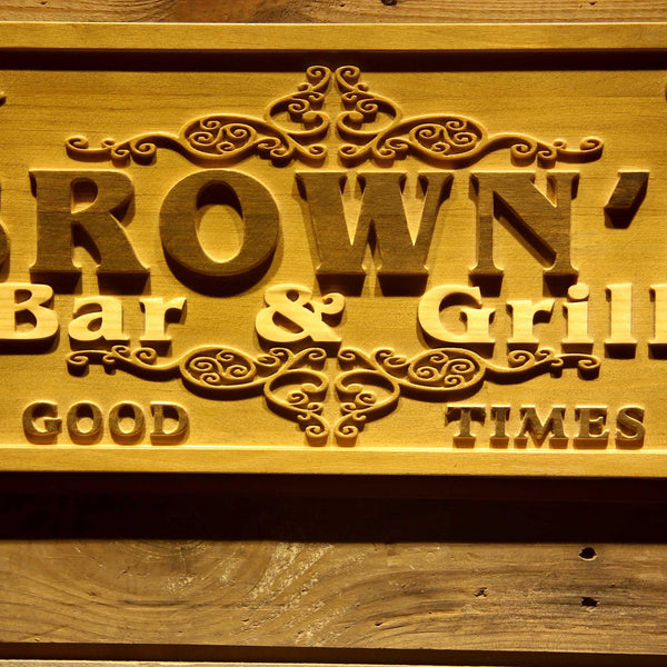 ADVPRO Name Personalized Bar & Grill Good Times Beer Wine Home Bar D‚cor 3D Engraved Wooden Sign wpa0071-tm - Details 3