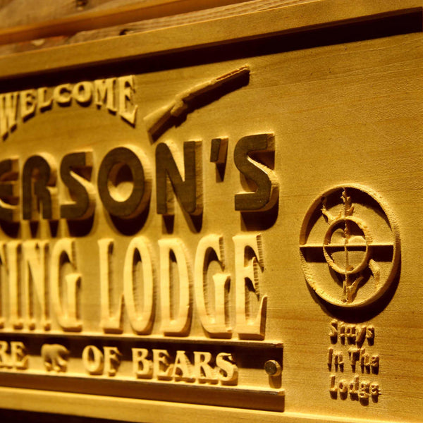 ADVPRO Name Personalized Hunting Lodge Gun Deer Bear Eagle Den Lake House Man Cave 3D Engraved Wooden Sign wpa0073-tm - Details 1