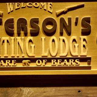 ADVPRO Name Personalized Hunting Lodge Gun Deer Bear Eagle Den Lake House Man Cave 3D Engraved Wooden Sign wpa0073-tm - Details 3