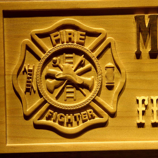 ADVPRO Name Personalized Fire Fighter Department Retired Fireman Man Cave Bar 3D Engraved Wooden Sign wpa0075-tm - Details 3