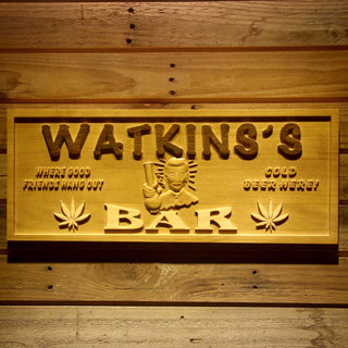 ADVPRO Name Personalized Marijuana High Life Bar Weed Beer Wine Den Game Room 3D Engraved Wooden Sign wpa0079-tm - 18.25