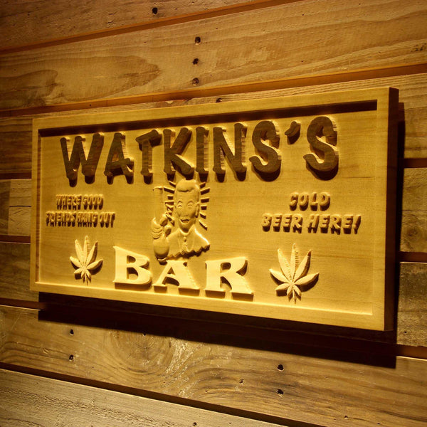 ADVPRO Name Personalized Marijuana High Life Bar Weed Beer Wine Den Game Room 3D Engraved Wooden Sign wpa0079-tm - 26.75