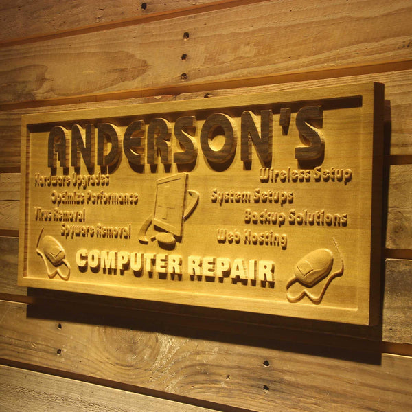 ADVPRO Name Personalized Computer Repair Shop Display 3D Engraved Wooden Sign wpa0091-tm - 26.75