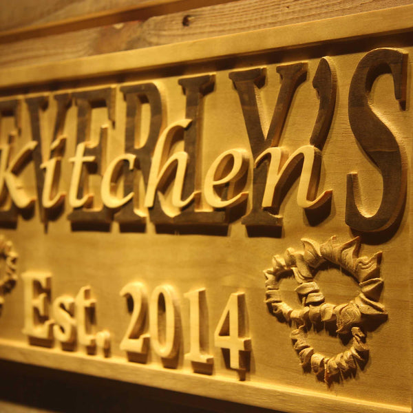 ADVPRO Name Personalized Kitchen with Established Date Bar Decoration 3D Engraved Wooden Sign wpa0095-tm - Details 3