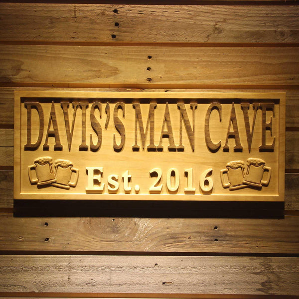 ADVPRO Name Personalized Man CAVE with Established Date Beer Cups Mugs Man Cave 3D Engraved Wooden Sign wpa0098-tm - 18.25