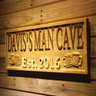 ADVPRO Name Personalized Man CAVE with Established Date Beer Cups Mugs Man Cave 3D Engraved Wooden Sign wpa0098-tm - 26.75