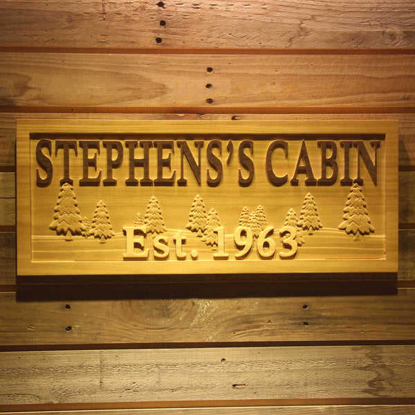 ADVPRO Name Personalized Cabin Tree Established Year Wood Engraved Wooden Sign wpa0099-tm - 18.25