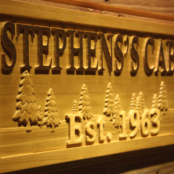 ADVPRO Name Personalized Cabin Tree Established Year Wood Engraved Wooden Sign wpa0099-tm - Details 1