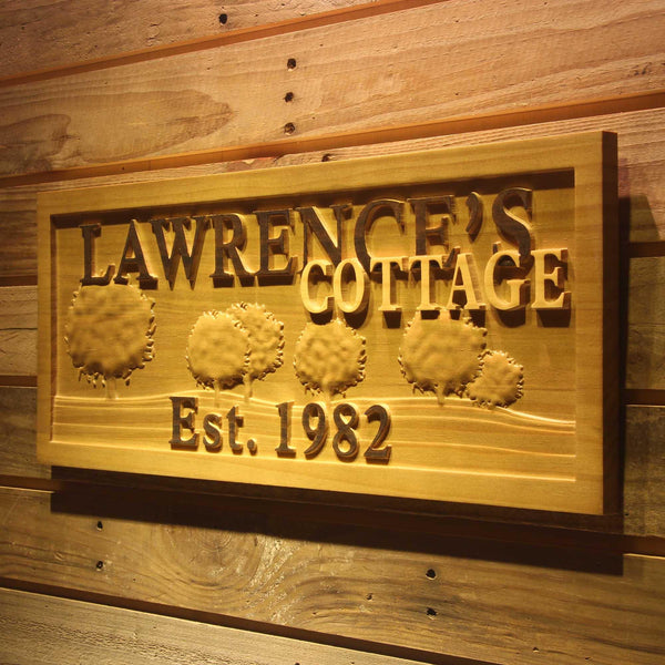 ADVPRO Name Personalized Cottage Tree Established Year Wood Engraved Wooden Sign wpa0100-tm - 26.75