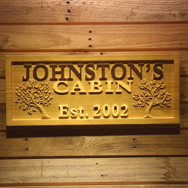 ADVPRO Name Personalized Cabin Big Tree Established Date Wood Engraved Wooden Sign wpa0101-tm - 18.25