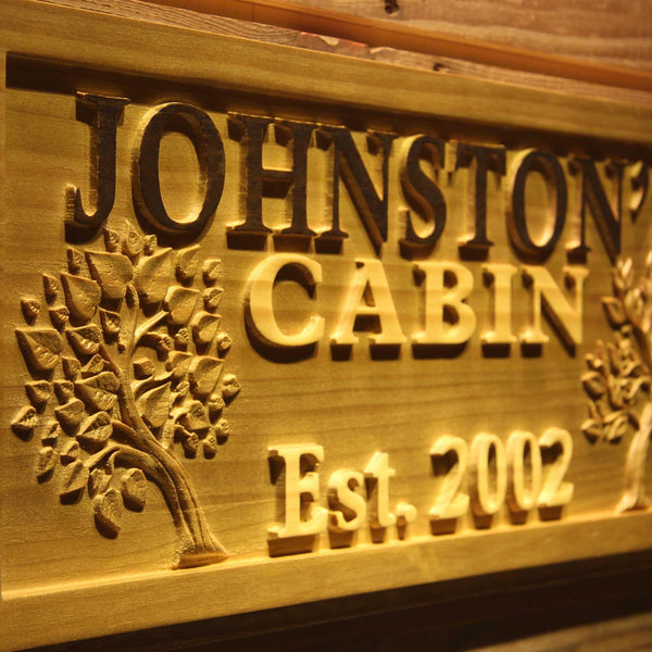 ADVPRO Name Personalized Cabin Big Tree Established Date Wood Engraved Wooden Sign wpa0101-tm - Details 2