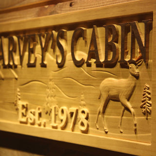 ADVPRO Name Personalized Cabin Forest House Deer Wood Engraved Wooden Sign wpa0102-tm - Details 3