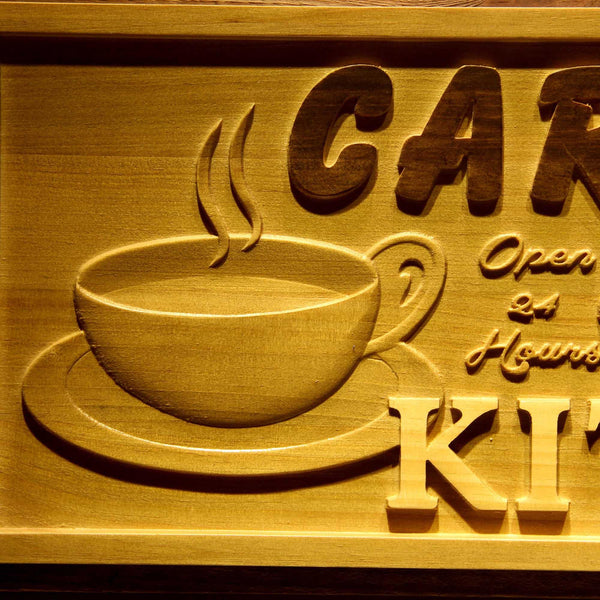 ADVPRO Name Personalized Kitchen Open 24 hrs Decor Wood Engraved Wooden Sign wpa0106-tm - Details 1