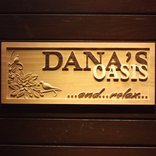 ADVPRO Name Personalized Oasis and Relax Bar Spa Room D‚cor Woman Room 3D Engraved Wooden Sign wpa0107-tm - 18.25