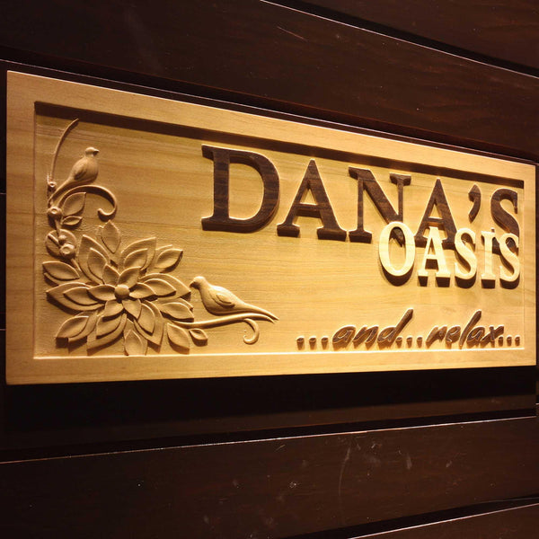 ADVPRO Name Personalized Oasis and Relax Bar Spa Room D‚cor Woman Room 3D Engraved Wooden Sign wpa0107-tm - 23