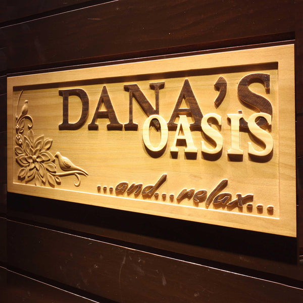 ADVPRO Name Personalized Oasis and Relax Bar Spa Room D‚cor Woman Room 3D Engraved Wooden Sign wpa0107-tm - 26.75