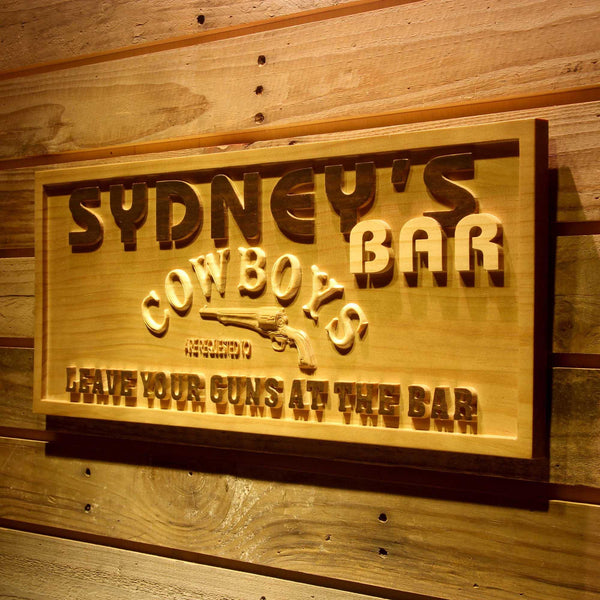 ADVPRO Name Personalized Cowboys Bar Leave Gun Beer Wood Engraved Wooden Sign wpa0113-tm - 26.75