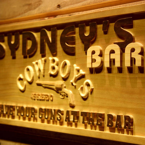 ADVPRO Name Personalized Cowboys Bar Leave Gun Beer Wood Engraved Wooden Sign wpa0113-tm - Details 3