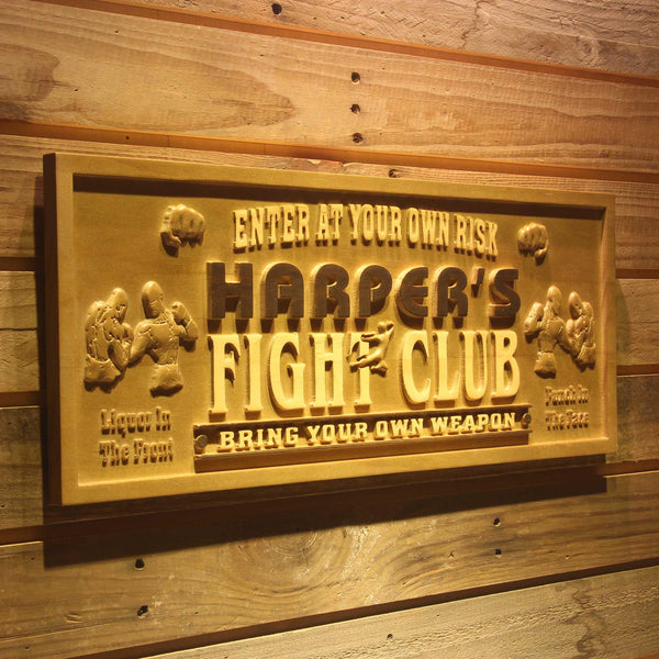 ADVPRO Name Personalized Fight Club Game Room Man Cave Wood Engraved Wooden Sign wpa0116-tm - 23