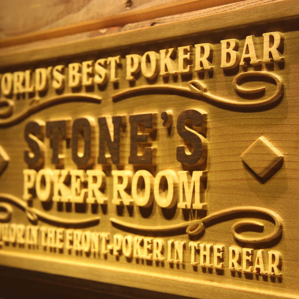 ADVPRO Name Personalized Poker Room Casino Wine Bar Wood Engraved Wooden Sign wpa0119-tm - Details 3