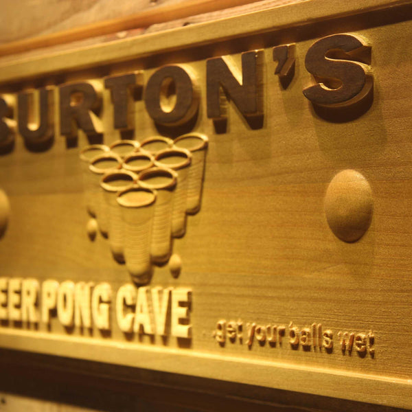 ADVPRO Name Personalized Beer Pong Cave Beer Bar Pub Wood Engraved Wooden Sign wpa0122-tm - Details 3