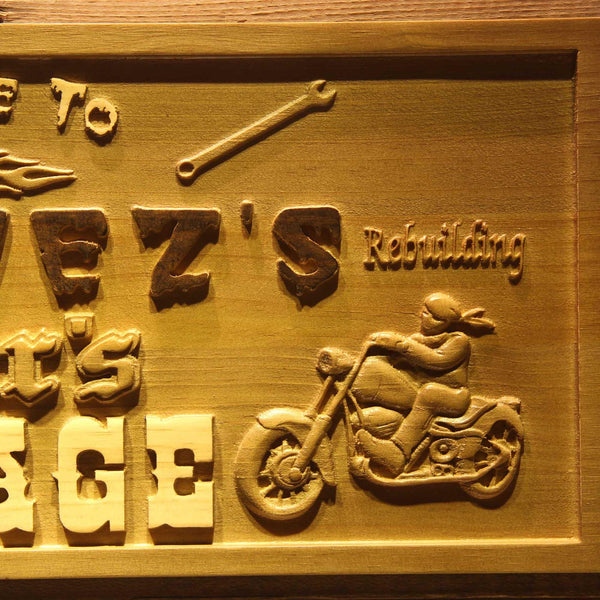 ADVPRO Name Personalized Biker's Garage Motorcycle Skull Wood Engraved Wooden Sign wpa0124-tm - Details 3