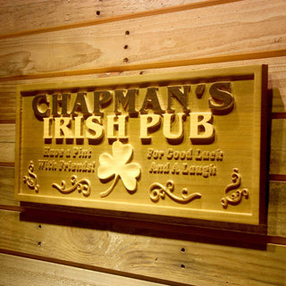 ADVPRO Name Personalized Irish Pub Shamrock Wood Engraved Wooden Sign wpa0125-tm - 26.75