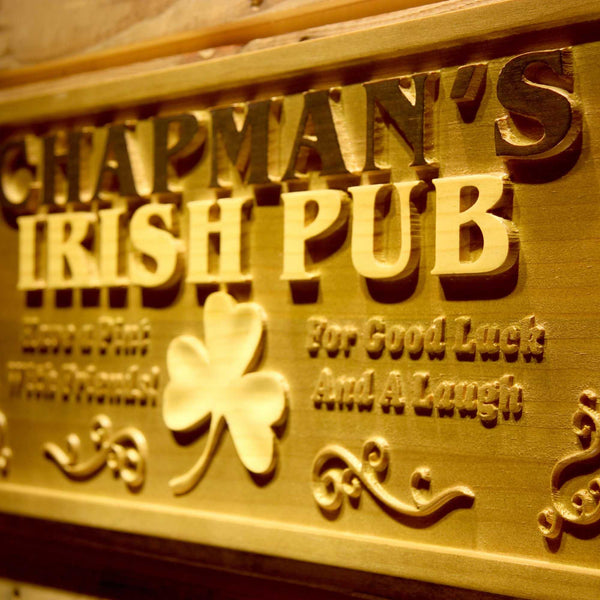 ADVPRO Name Personalized Irish Pub Shamrock Wood Engraved Wooden Sign wpa0125-tm - Details 1