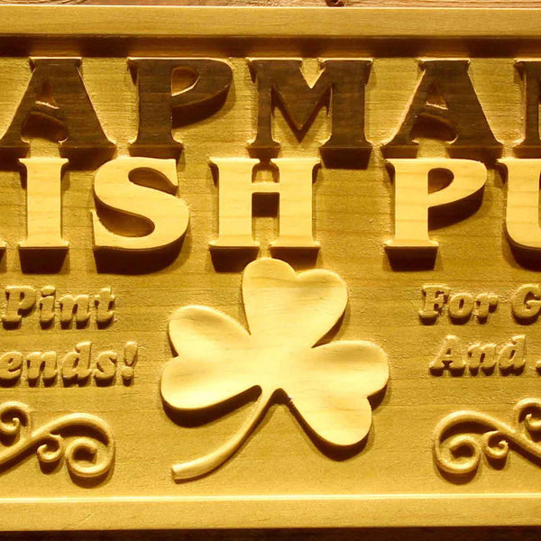 ADVPRO Name Personalized Irish Pub Shamrock Wood Engraved Wooden Sign wpa0125-tm - Details 2