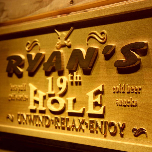 ADVPRO Name Personalized 19th Hole Golf Sport Wood Engraved Wooden Sign wpa0131-tm - Details 1