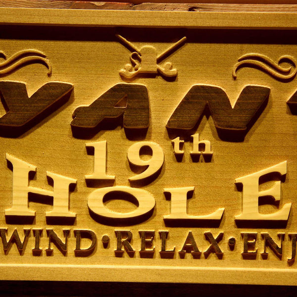 ADVPRO Name Personalized 19th Hole Golf Sport Wood Engraved Wooden Sign wpa0131-tm - Details 2
