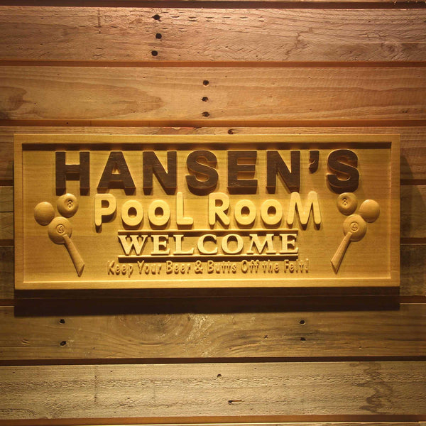 ADVPRO Name Personalized Pool Room Welcome Bar Wood Engraved Wooden Sign wpa0138-tm - 18.25