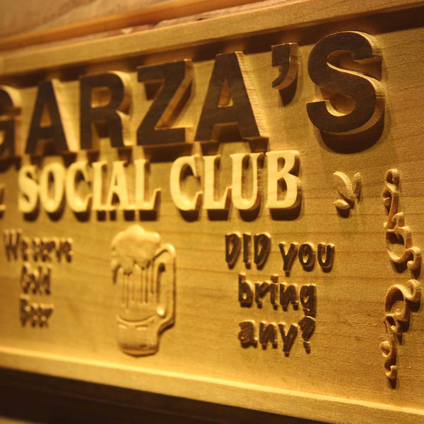 ADVPRO Name Personalized Social Club Hang Out Bar Wood Engraved Wooden Sign wpa0139-tm - Details 1