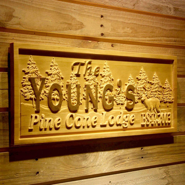 ADVPRO Name Personalized Pine Cone Lodge Resort Cabin Deer with Established Year Wood Engraved Wooden Sign wpa0145-tm - 23
